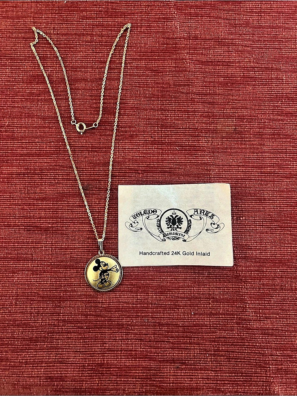 Arribas Brothers Disney Damascene Mickey Mouse Gold Necklace Like New